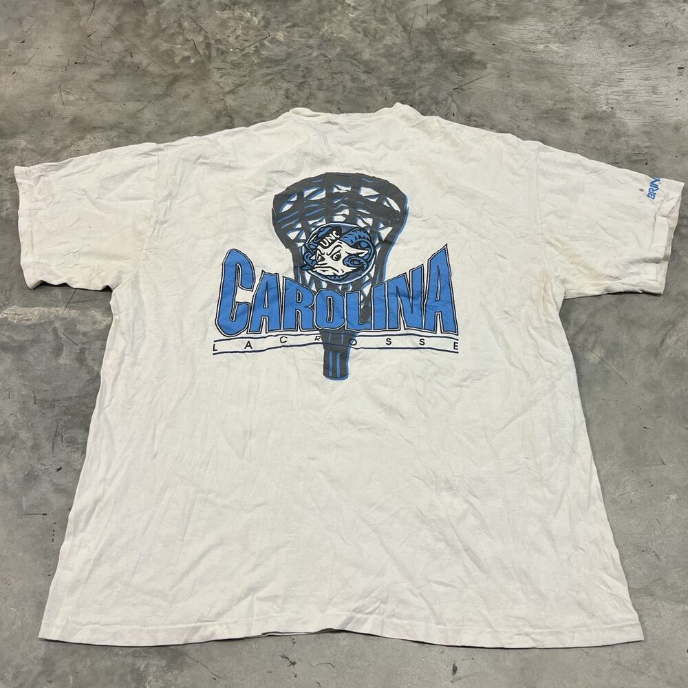 Vintage UNC Tar Heels Lacrosse T-Shirt Size XL Brine Has Flaws On Shirt READ DES